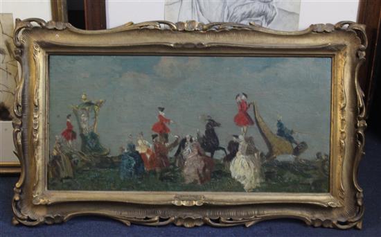 Emma Ciardi (1879-1933) Promenade a la Mode 11.5 x 24in.